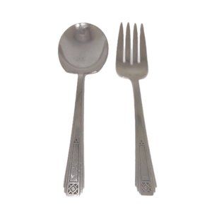 Vtg. Serving Spoon & Fork Wm Rogers Mfg. Co International Silver AA Plated 1932